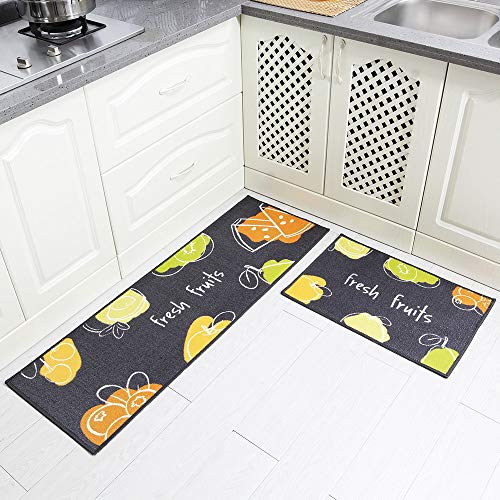 Carvapet 2-teiliges Küchenteppich, rutschfest, maschinenwaschbar, Bedruckt, für Küche (grün) von Carvapet