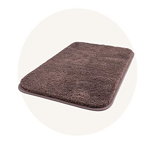 Carvapet rutschfest Badematte Badezimmerteppich Wasserabsorbierend Badvorleger für Badezimmer Bodenmatte Weiche Plüsch Mikrofaser Badteppich Duschvorleger (Dunkler Kaffee, 50x80cm) von Carvapet