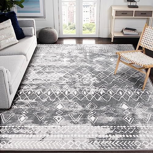 Carvapet Läufer Teppich 150x210cm rutschfest Lang Küchenteppich Waschbar Teppichläufer Weiche Mikrofaser Geometrisch Flächenteppich Laufteppich(Grau) von Carvapet