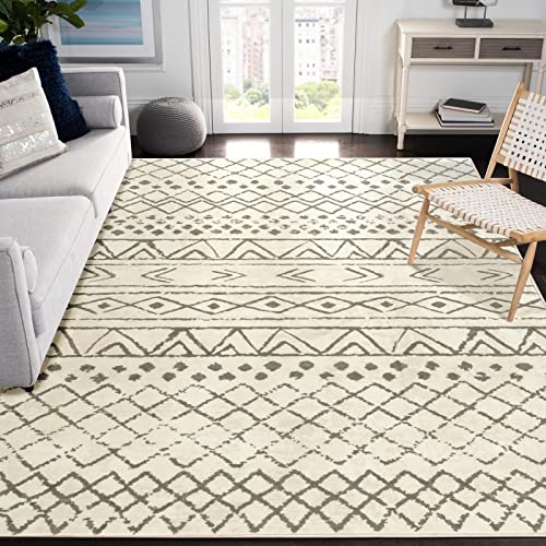 Carvapet Läufer Teppich 150x210cm rutschfest Lang Küchenteppich Waschbar Teppichläufer Weiche Mikrofaser Geometrisch Tribal Flächenteppich Laufteppich(Beige) von Carvapet