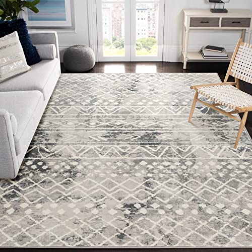 Carvapet Läufer Teppich 150x210cm rutschfest Lang Küchenteppich Waschbar Teppichläufer Weiche Mikrofaser Geometrisch Tribal Flächenteppich Laufteppich(Grau) von Carvapet