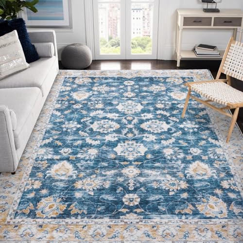 Carvapet Läufer Teppich 150x210cm rutschfest Lang Küchenteppich Weiche Mikrofaser Waschbar Teppichläufer Flächenteppich Laufteppich(Blau) von Carvapet