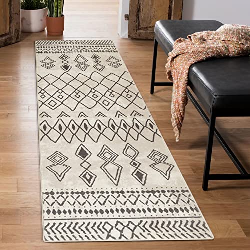 Carvapet Läufer Teppich 60x210cm rutschfest Lang Küchenteppich Waschbar Teppichläufer Weiche Mikrofaser Geometrisch Flächenteppich Laufteppich(Beige) von Carvapet