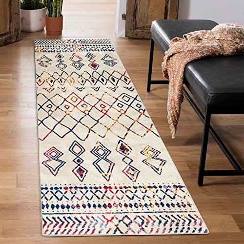 Carvapet Läufer Teppich 60x210cm rutschfest Lang Küchenteppich Waschbar Teppichläufer Weiche Mikrofaser Geometrisch Flächenteppich Laufteppich(Multicolor) von Carvapet