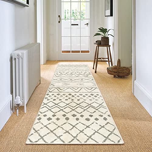 Carvapet Läufer Teppich 60x240cm rutschfest Lang Küchenteppich Waschbar Teppichläufer Weiche Mikrofaser Geometrisch Tribal Flächenteppich Laufteppich(Beige) von Carvapet