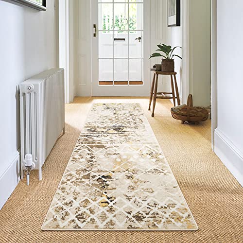 Carvapet Läufer Teppich 60x240cm rutschfest Lang Küchenteppich Waschbar Teppichläufer Weiche Mikrofaser Geometrisch Tribal Flächenteppich Laufteppich(Gelb) von Carvapet