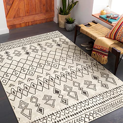 Carvapet Läufer Teppich 90x150cm rutschfest Lang Küchenteppich Waschbar Teppichläufer Weiche Mikrofaser Geometrisch Flächenteppich Laufteppich(Beige) von Carvapet