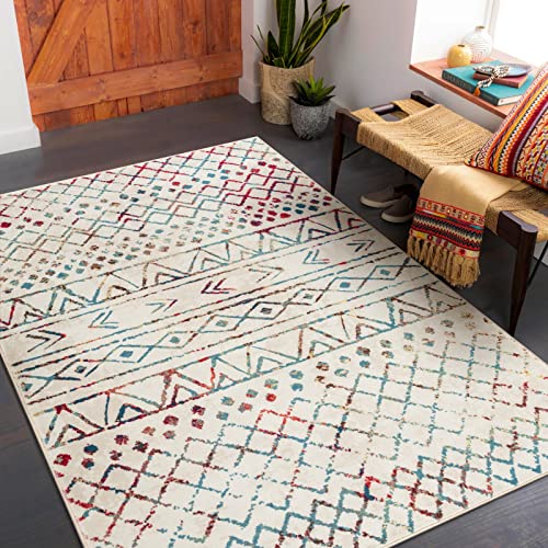 Carvapet Läufer Teppich 90x150cm rutschfest Lang Küchenteppich Waschbar Teppichläufer Weiche Mikrofaser Geometrisch Tribal Flächenteppich Laufteppich(Multicolor) von Carvapet