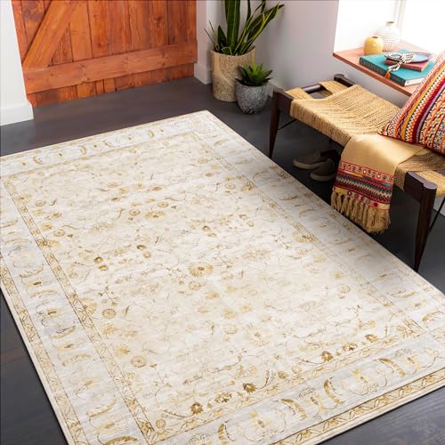 Carvapet Läufer Teppich 90x150cm rutschfest Lang Küchenteppich Weiche Mikrofaser Waschbar Teppichläufer Blumendruck Flächenteppich Laufteppich(Gelbe) von Carvapet