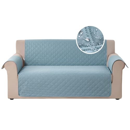 Carvapet Sofabezug Wasserabweisend Sofaüberwurf Antirutsch Sofahusse Schutz vor Haustier Katze Hunde Sofa überwurf Couch überzug für Sofa(2 Sitzer,Blau) von Carvapet