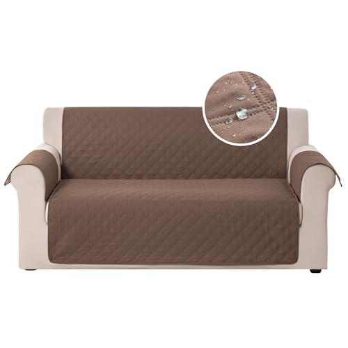 Carvapet Sofabezug Wasserabweisend Sofaüberwurf Antirutsch Sofahusse Schutz vor Haustier Katze Hunde Sofa überwurf Couch überzug für Sofa(2 Sitzer,Helles Kaffee) von Carvapet