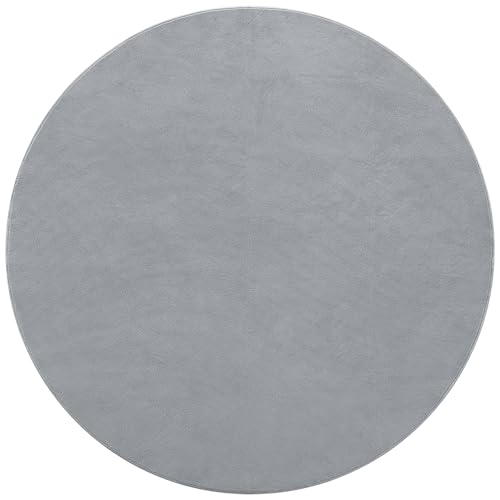Carvapet Runder Teppich 150cm - Weicher Kurzflor, Rutschfest, Waschbar, Grau - Für Wohnzimmer Und Schlafzimmer von Carvapet