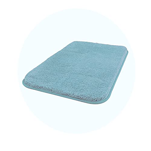 Carvapet rutschfest Badematte Badezimmerteppich Wasserabsorbierend Badvorleger für Badezimmer Bodenmatte Weiche Plüsch Mikrofaser Badteppich Duschvorleger (Mintblau, 50x80cm) von Carvapet