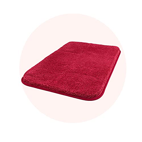 Carvapet Rutschfest Badematte Badezimmerteppich Wasserabsorbierend Badvorleger für Badezimmer Bodenmatte Weiche Plüsch Mikrofaser Badteppich Duschvorleger (Rot, 50x80cm) von Carvapet