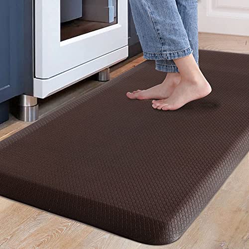 Carvapet rutschfest Küchenteppich Anti Ermüdungsmatte Küchenläufer Schaum-Stehmatten PVC Abwischbar Laufteppich Küchenmatte Bodenmatte (Braun,44x99cm) von Carvapet