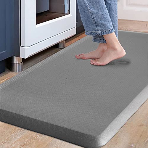 Carvapet rutschfest Küchenteppich Anti Ermüdungsmatte Küchenläufer Schaum-Stehmatten PVC Abwischbar Laufteppich Küchenmatte Bodenmatte (Grau,44x99cm) von Carvapet