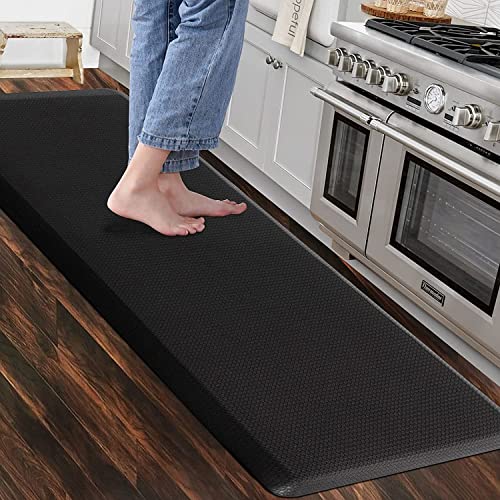 Carvapet rutschfest Küchenteppich Anti Ermüdungsmatte Küchenläufer Schaum-Stehmatten PVC Abwischbar Laufteppich Küchenmatte Bodenmatte (Schwarz,44x152cm) von Carvapet