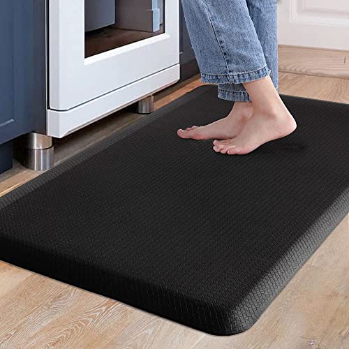 Carvapet rutschfest Küchenteppich Anti Ermüdungsmatte Küchenläufer Schaum-Stehmatten PVC Abwischbar Laufteppich Küchenmatte Bodenmatte (Schwarz,44x70cm) von Carvapet