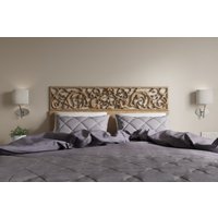 King Size Bett Holzkopfteil 72 ", Geschnitzte Holzplatte Bettrahmen von CarvedDecorCom