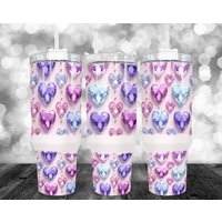 Wunderschöne Funkelnde Valentinstag Herzen 40 Unzen Hydro Style Becher Mit Einem Deckel Angebrachtem Griff von CarversCustomCraftCo