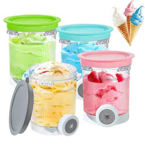 4-teiliges Töpfchen für Ninja Creamy Deluxe, geeignet für die Modelle Ninja NC700/NC701, BPA-frei, beständig gegen extreme Temperaturen, spülmaschinenfest, Eiscremebehälter 4-teiliges Töpfchen für Ninja Creamy Deluxe, geeignet für die Modelle Ninja NC700/NC701, BPA-frei, beständig gegen extreme Temperaturen, spülmaschinenfest, Eiscremebehälter von Carziyer