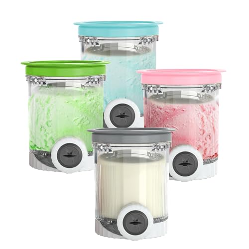 Eiscremebehälter, kompatibel für Ninja NC700 NC701, BPA-frei und spülmaschinenfest (Blau + Rosa + Grün + Grau), 4 Stück Eiscremebehälter, Zubehör für Eismaschine von Carziyer