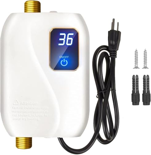 Elektrischer Durchlauferhitzer ohne Tank 3500 W, 220 V, elektrischer Untertisch-Durchlauferhitzer, mit digitalem Display, Warmwasserball, für Küche/Badezimmer/Wohnmobil, energiesparend und sicher Elektrischer Durchlauferhitzer ohne Tank 3500 W, 220 V, elektrischer Untertisch-Durchlauferhitzer, mit digitalem Display, Warmwasserball, für Küche/Badezimmer/Wohnmobil, energiesparend und sicher von Carziyer