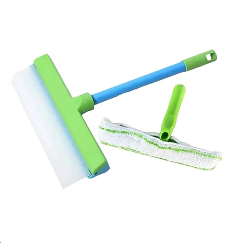 Fensterabzieher aus Silikon, 3 in 1 Fensterreiniger, Kopf 30 cm breit, Glasschaber, abnehmbarer Mikrofaserkopf, für Fenster/Spiegel/Duschtür/Autoscheiben (B) von Carziyer