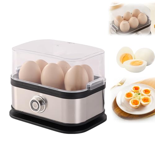 Kompakter Eierkocher, 200 W, Familienformat für bis zu 6 Eier, leicht zu reinigen, für hartgekochte oder weiche oder pochierte Eier, Kontrollleuchte von Carziyer