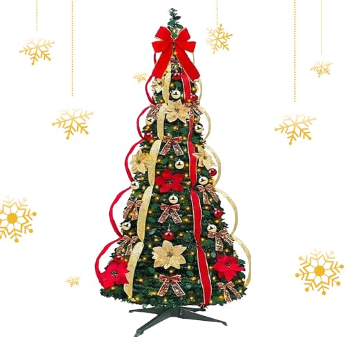 Künstlicher Weihnachtsbaum, beleuchtet, 4 ft/5 Fuß, Pop-up-Weihnachtsbaum mit Lichtern - PVC, schnell aufklappbar, USB, für Dekoration zu Hause/Büro (1,5 m) von Carziyer