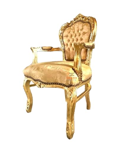 Armchair French Louis Style in Gold Baroque Rococo Antique Style Reproduction Chair in Gold Finish for Home or for Store Décor Armchair French Louis Style in Gold Baroque Rococo Antique Style Reproduction Chair in Gold Finish for Home or for Store Décor von CasAmin Home & Living