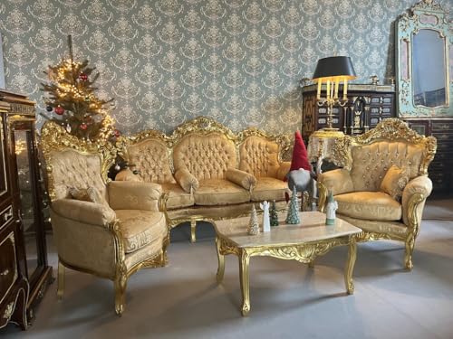 Sofa Set French Louis Style in Gold Finish Retro Baroque Rococo Style Couch Set for Home Decor for Hotel Lobby Decor von CasAmin Home & Living