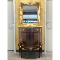 Barock Waschbecken Schrank Mit Spiegel-Set Barock-stil Marmor Top Unterschrank Retro Home Decor in Braun von CasAminMobel