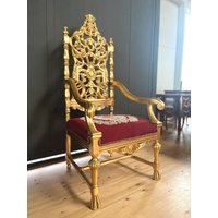 Barock Style Sessel Rot & Gold Blumenrücken, Handgefertigt in Ägypten Barock Style Sessel Rot & Gold Blumenrücken, Handgefertigt in Ägypten von CasAminMobel