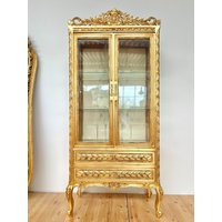 Vitrine Hölzern Französisch Stil Louis Xv Antiken Barock Reproduktion in Gold Finish von CasAminMobel