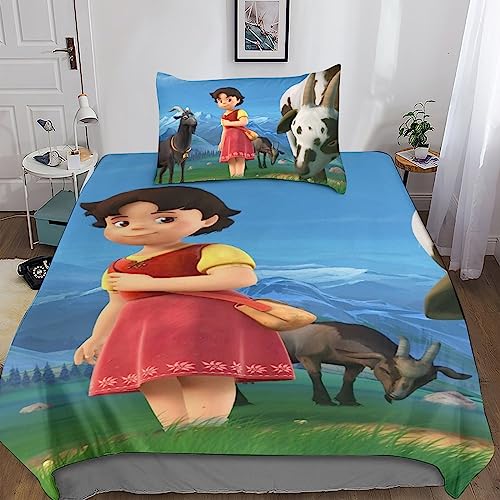 CasCam Heidi Jungen Und Mädchen Girl of The Alps Bettwäsche-Set 2-teiliges Set Aus Teenager-Bettwäsche-Microfiber, 3D-Druck Bettwäsche Mit Kissenbezug Single（135x200cm） von CasCam