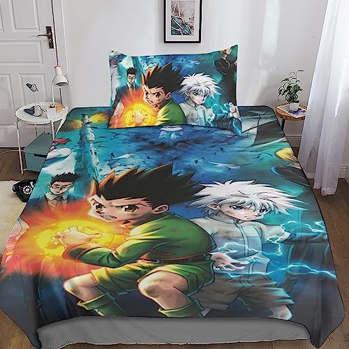 CasCam Hunter X Hunter Jungen Und Mädchen Gon Freecss Bettwäsche-Set 2-teiliges Set Aus Teenager-Bettwäsche-Microfiber, 3D-Druck Bettwäsche Mit Kissenbezug Single（135x200cm） von CasCam