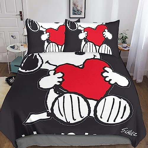 CasCam Snoopy Jungen Und Mädchen Lovely Dog Bettwäsche-Set 3-teiliges Set Aus Teenager-Bettwäsche-Microfiber, 3D-Druck Bettwäsche Mit Kissenbezug Double（200x200cm） von CasCam