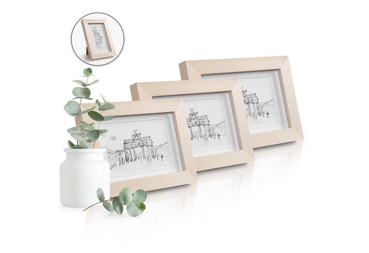 Casa Chic Bilderrahmen Edinburgh Bilderrahmen 3er-Set rechteckig 14 x 9 cm Fotos Passepartout Holz, (Set) von Casa Chic