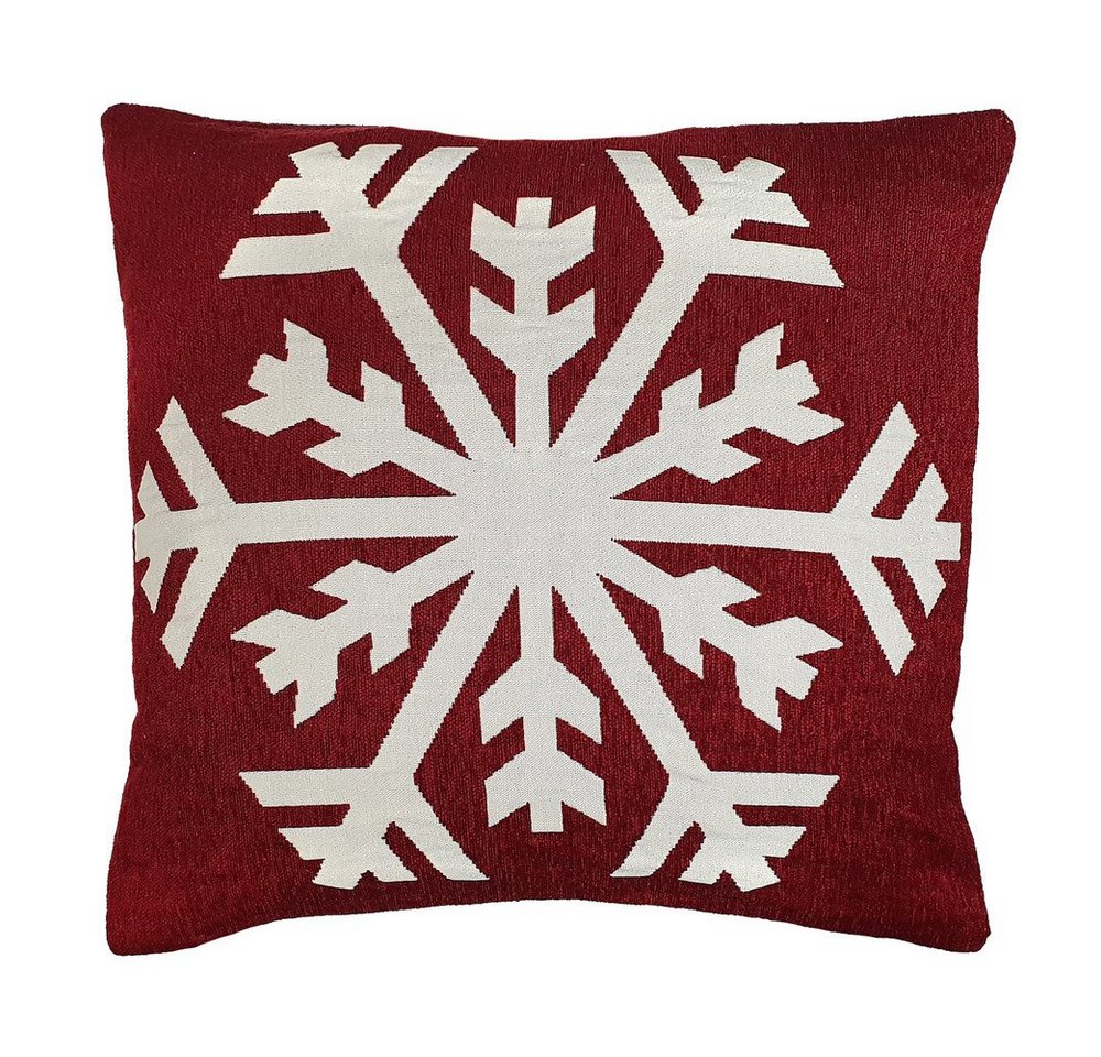 Bettwäsche Deko Kissen Weihnachtskissen mit Schneeflocke Motiv 50x50 cm, Casa Colori, Polyester, 1 teilig, Deko Kissen Weihnachtskissen mit Schneeflocke 50x50 cm in versch. Farben von Casa Colori