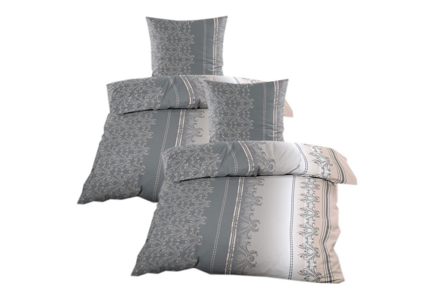 Casa Colori Bettwäsche Biber 2 tlg.135x200 cm mit Reißverschluss 100% Baumwolle, Biber, 4 teilig, Anthrazit Taupe mit Ornamente Casa Colori Bettwäsche Biber 2 tlg.135x200 cm mit Reißverschluss 100% Baumwolle, Biber, 4 teilig, Anthrazit Taupe mit Ornamente von Casa Colori