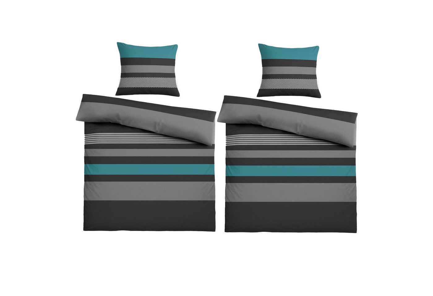 Casa Colori Bettwäsche Kuschelige Flanell Bettwäsche 135x200cm gestreift, Biber, 4 teilig, 100% Baumwolle von Casa Colori