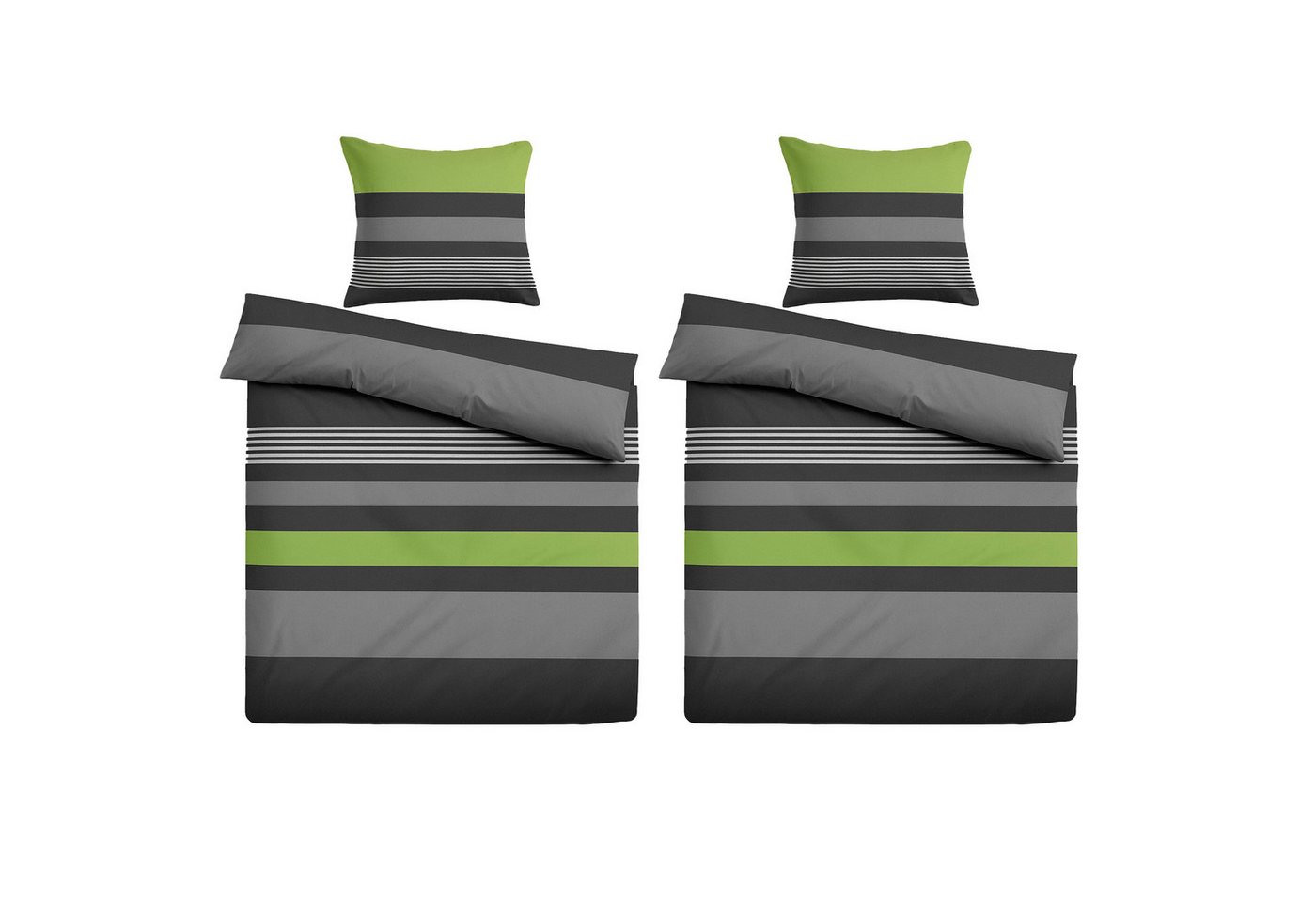 Casa Colori Bettwäsche Kuschelige Flanell Bettwäsche 135x200cm gestreift, Biber, 4 teilig, 100% Baumwolle von Casa Colori