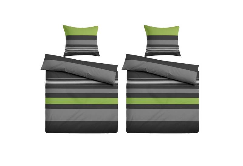 Casa Colori Bettwäsche Kuschelige Flanell Bettwäsche 135x200cm gestreift, Biber, 4 teilig, 100% Baumwolle von Casa Colori