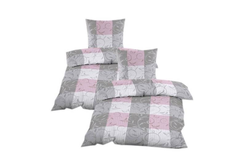 Casa Colori Bettwäsche Seersucker Garnitur 135x200 Reißverschluss in Grau Rosa kariert, Seersucker, 4 teilig, luftig leichte Sommerbettwäsche Casa Colori Bettwäsche Seersucker Garnitur 135x200 Reißverschluss in Grau Rosa kariert, Seersucker, 4 teilig, luftig leichte Sommerbettwäsche von Casa Colori