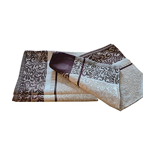 Casa Colori Geschirrtücher Trockentücher 1er 3er oder 6er Set Sparpaket 50x70 cm in Rot Grün Braun oder Grau mit Ornamente Muster, Farbauswahl:Braun, Stückzahl:3 Stück von Casa Colori