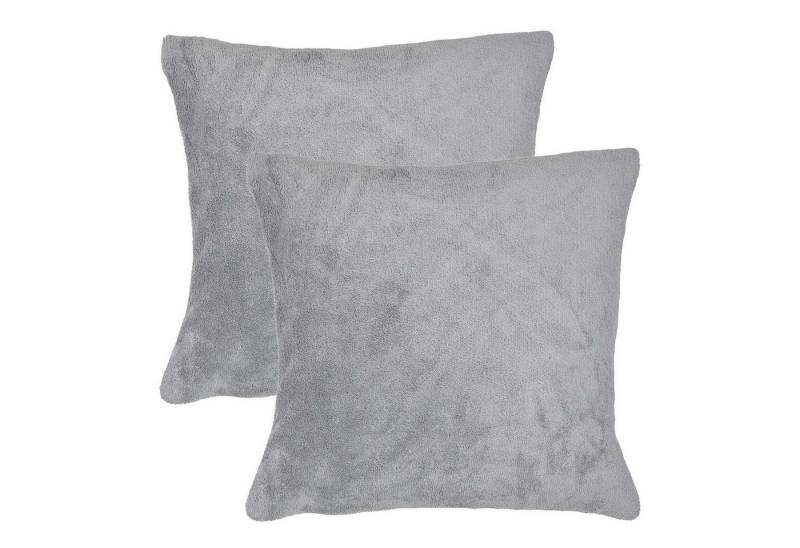 Casa Colori Kissenbezug Fleece Kissenbezug 60x60 cm Plüsch Kissenhülle Flausch, (2 Stück), 2er Set Silber von Casa Colori