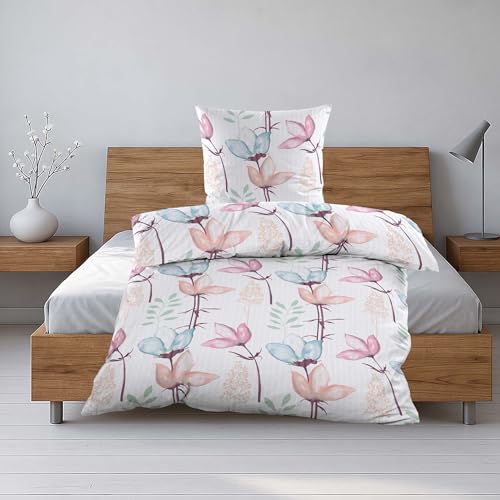 Casa Colori Traumhafte Seersucker Bettwäsche Bunte Blumen | 135x200 & 80x80 | 100% Polyester Weiß Casa Colori Traumhafte Seersucker Bettwäsche Bunte Blumen | 135x200 & 80x80 | 100% Polyester Weiß von Casa Colori