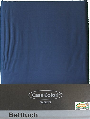 Haustuch, Betttuch, Bettlaken, 150x250 cm, 100% Baumwolle, Ökotex, blau von Casa Colori