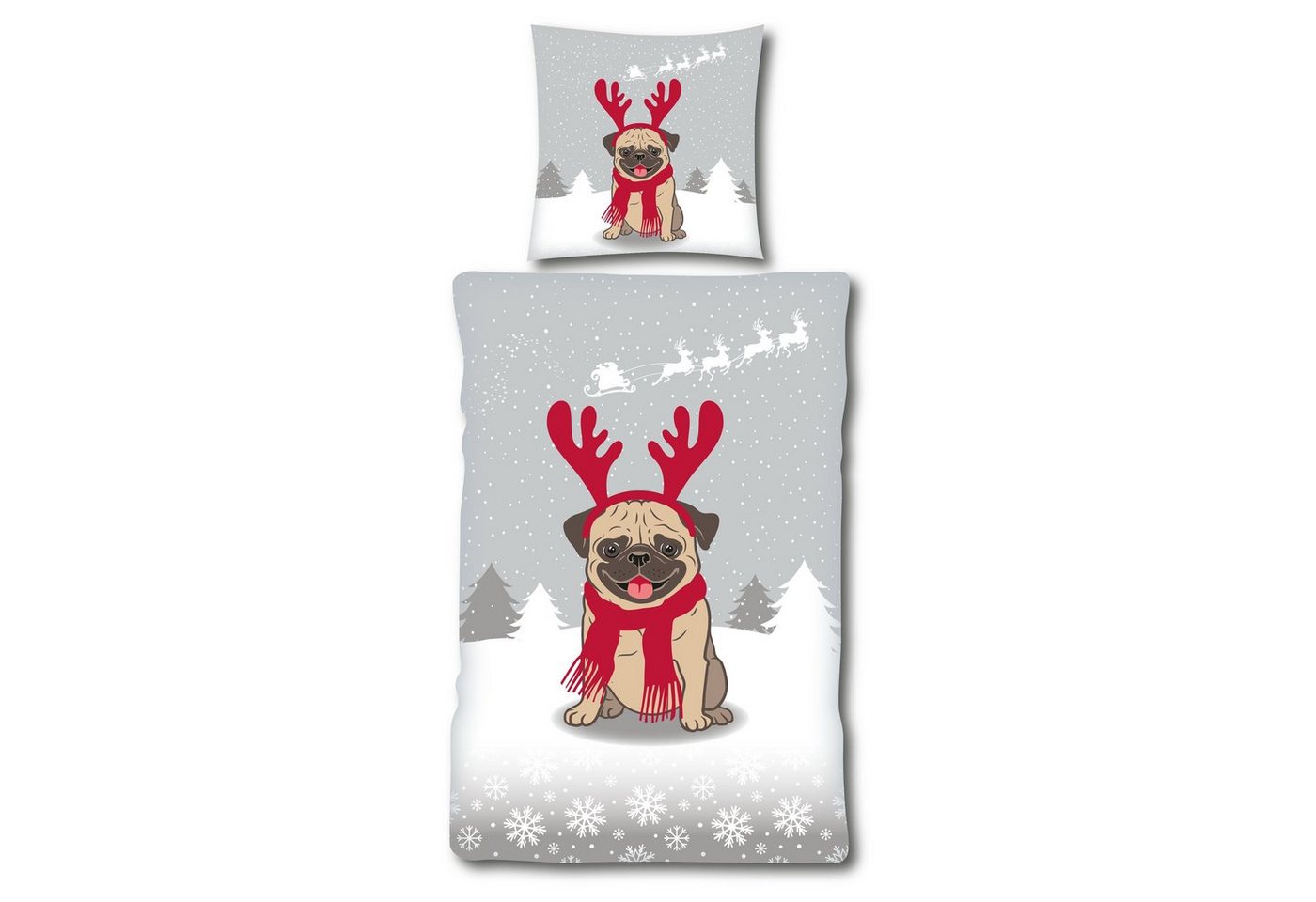 Casa Colori Bettwäsche Fleece Winter mit RV Garnitur 2 tlg. 135x200 cm, Fleece, 2 teilig, Grau mit Hund Mops Casa Colori Bettwäsche Fleece Winter mit RV Garnitur 2 tlg. 135x200 cm, Fleece, 2 teilig, Grau mit Hund Mops von Casa Colori